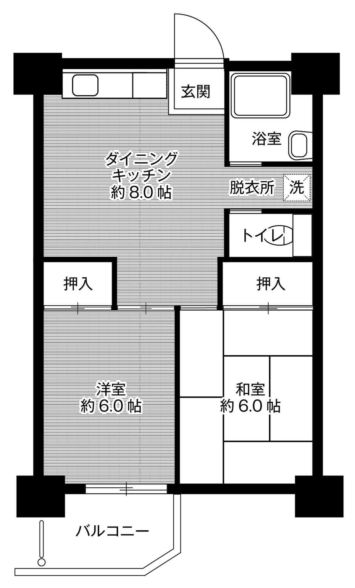 2DK Minami-ku ရှိ Village House Senbokutoga Tower ၏ အခန်းဖွဲ့စည်းပုံ