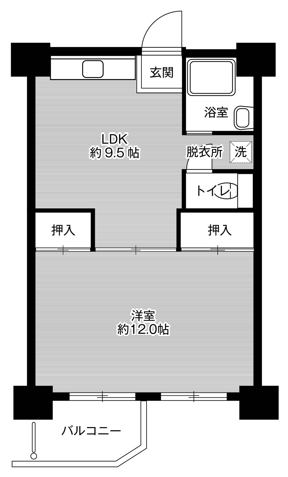 1LDK floorplan of Village House Senbokutoga Tower in Minami-ku