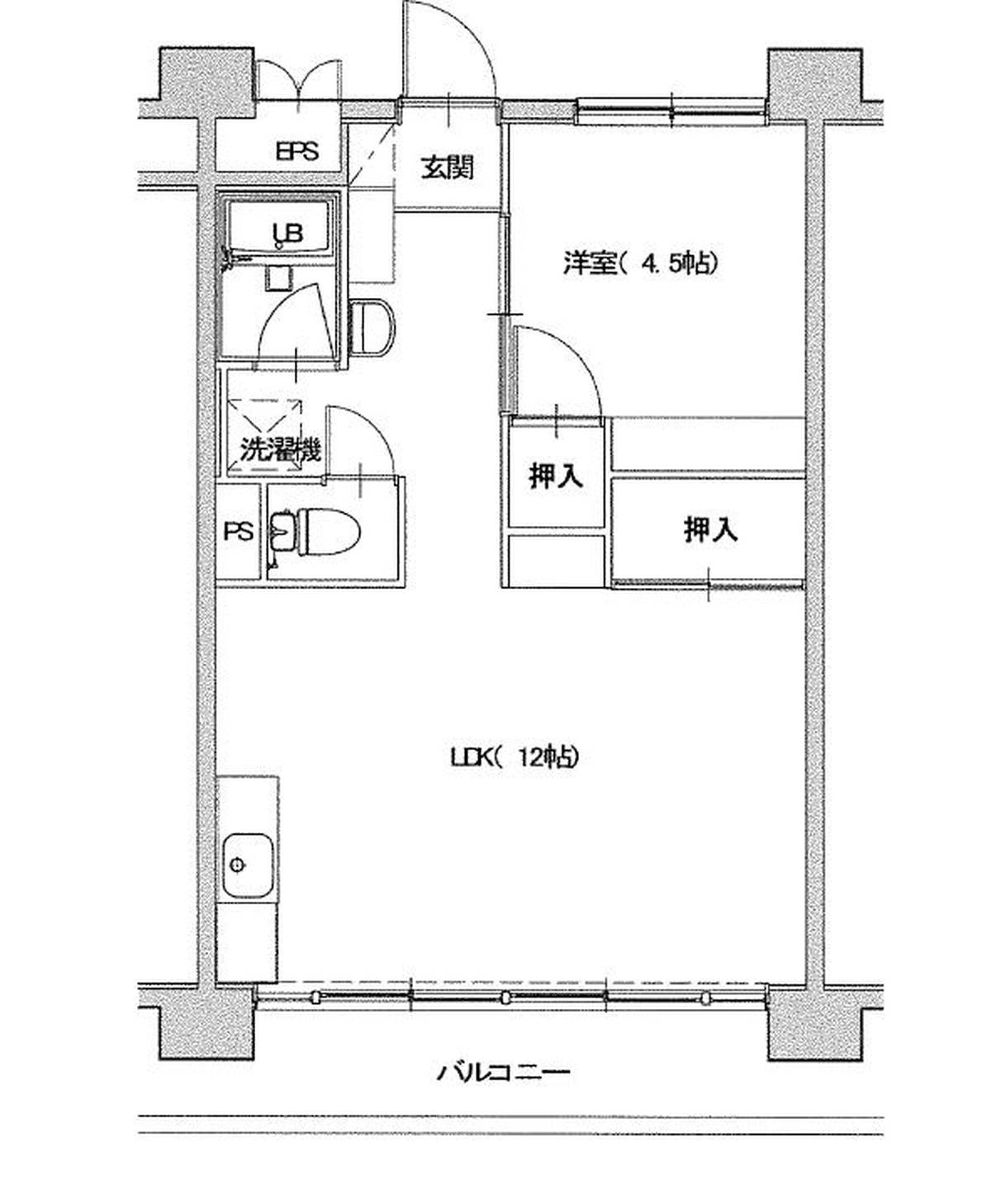 位于尼崎市的Village House 南清水 Tower的平面图1LDK