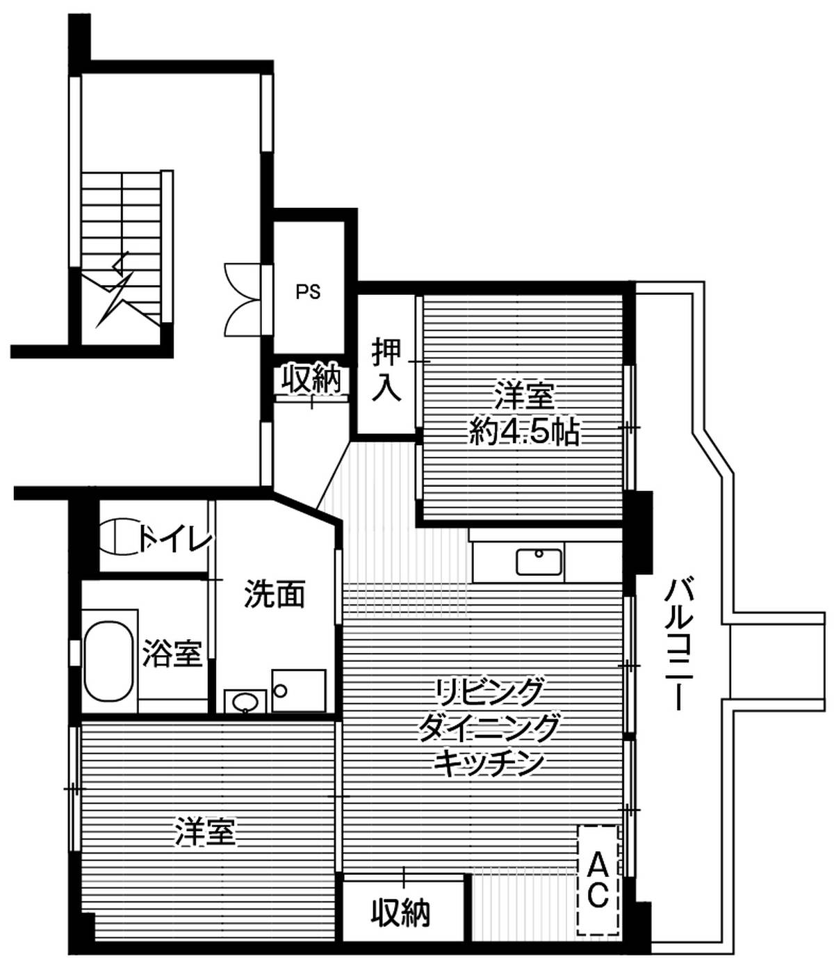 Sơ đồ phòng 2LDK của Village House Aino ở Aomori-shi
