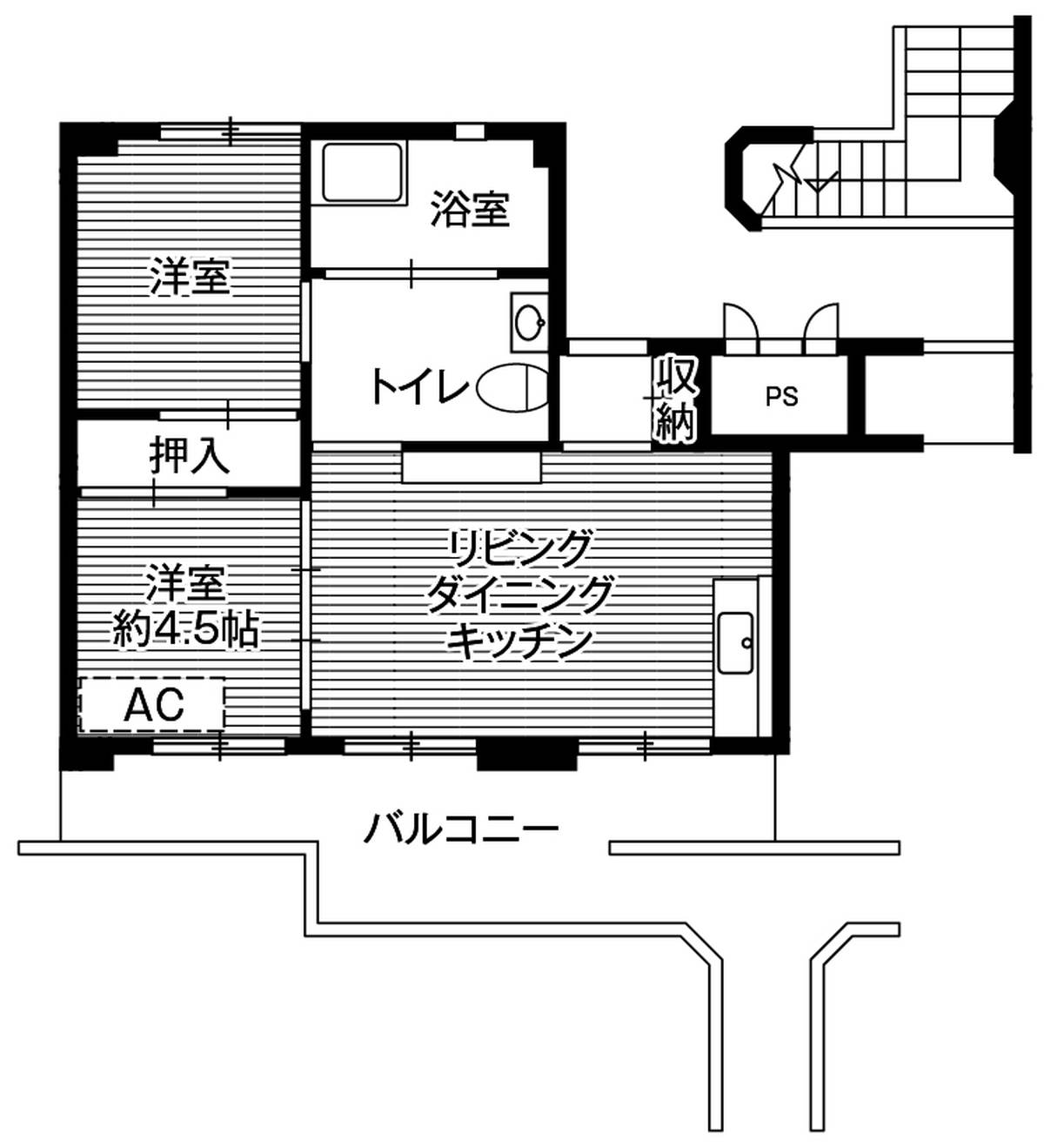 2LDK floorplan of Village House Ueda in Iwaki-shi