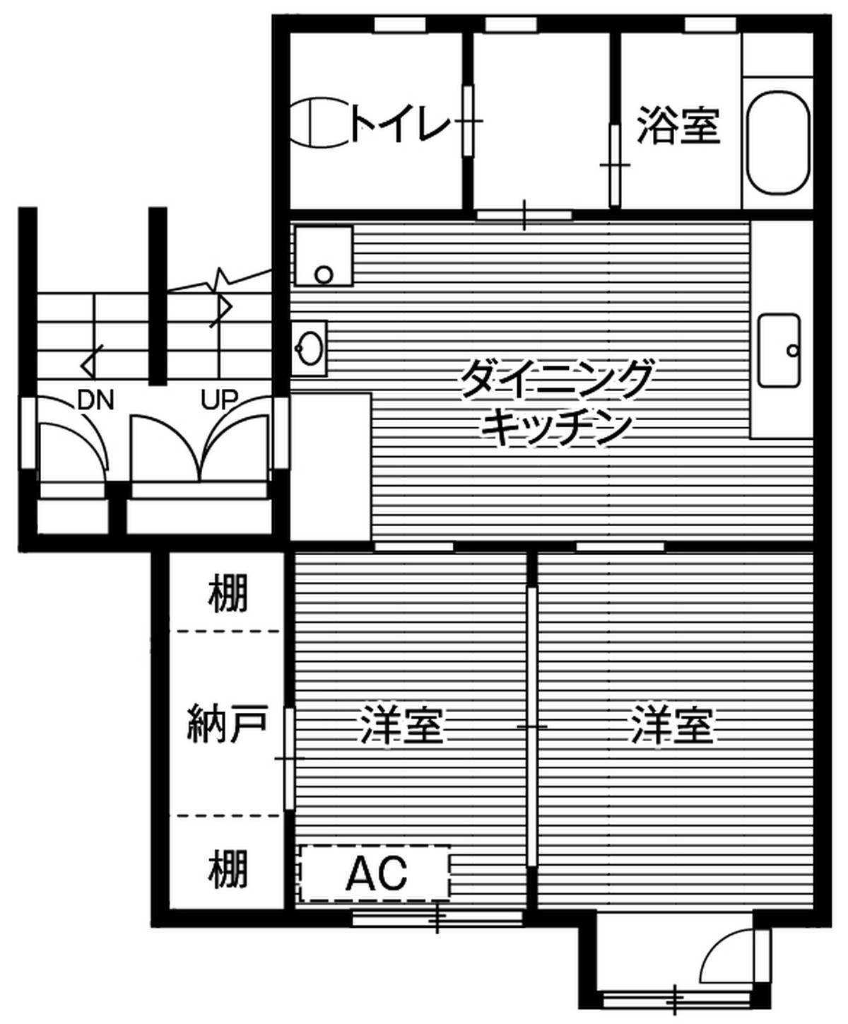 Sơ đồ phòng 2LDK của Village House Ooho ở Tsukuba-shi