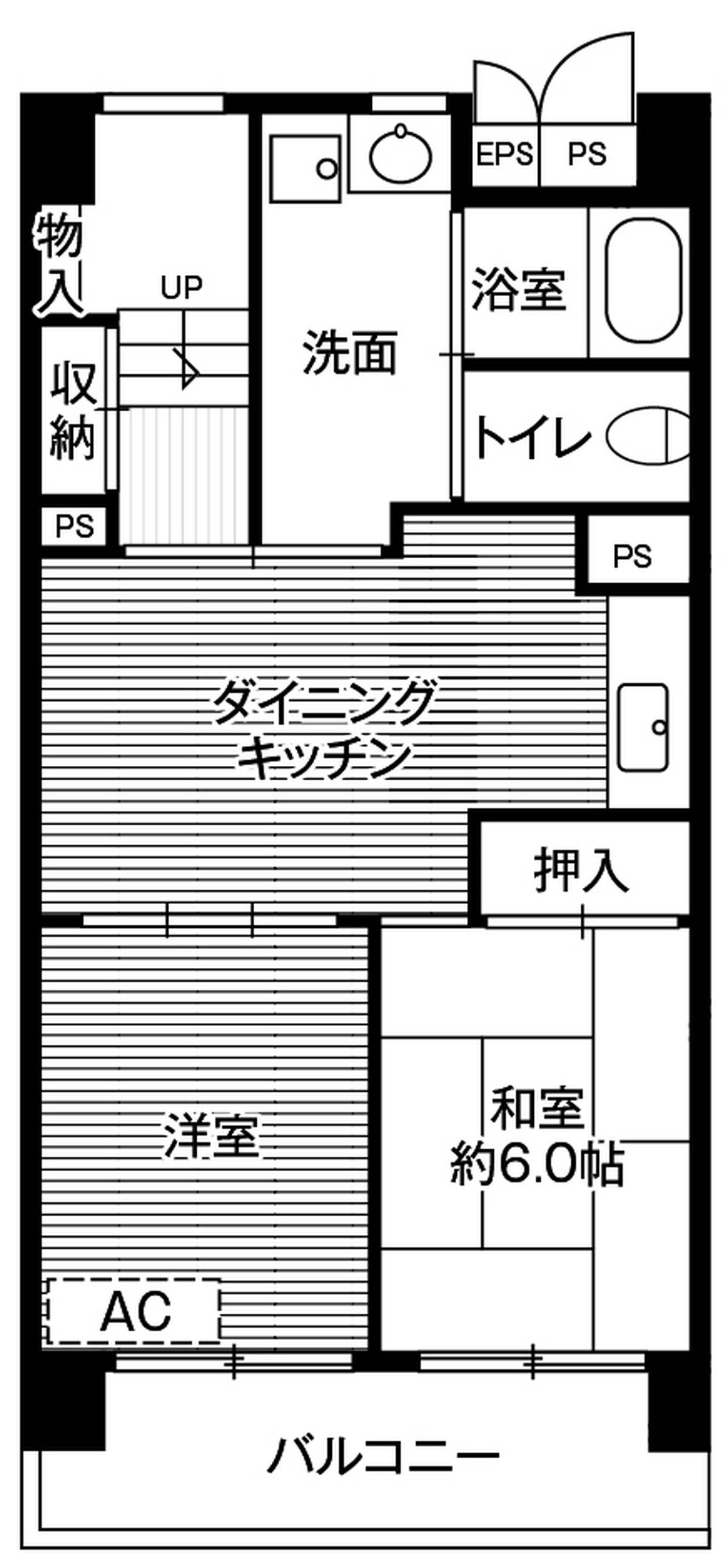 2LDK floorplan of Village House Narita Azuma Tower in Narita-shi