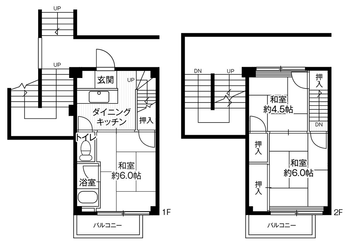 位于尼崎市的Village House 常吉的平面图2LDK