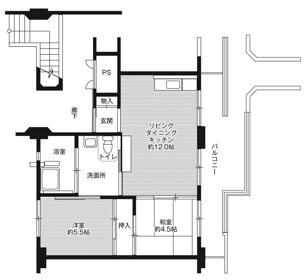 2LDK floorplan of Village House Yabara in Yamaguchi-shi