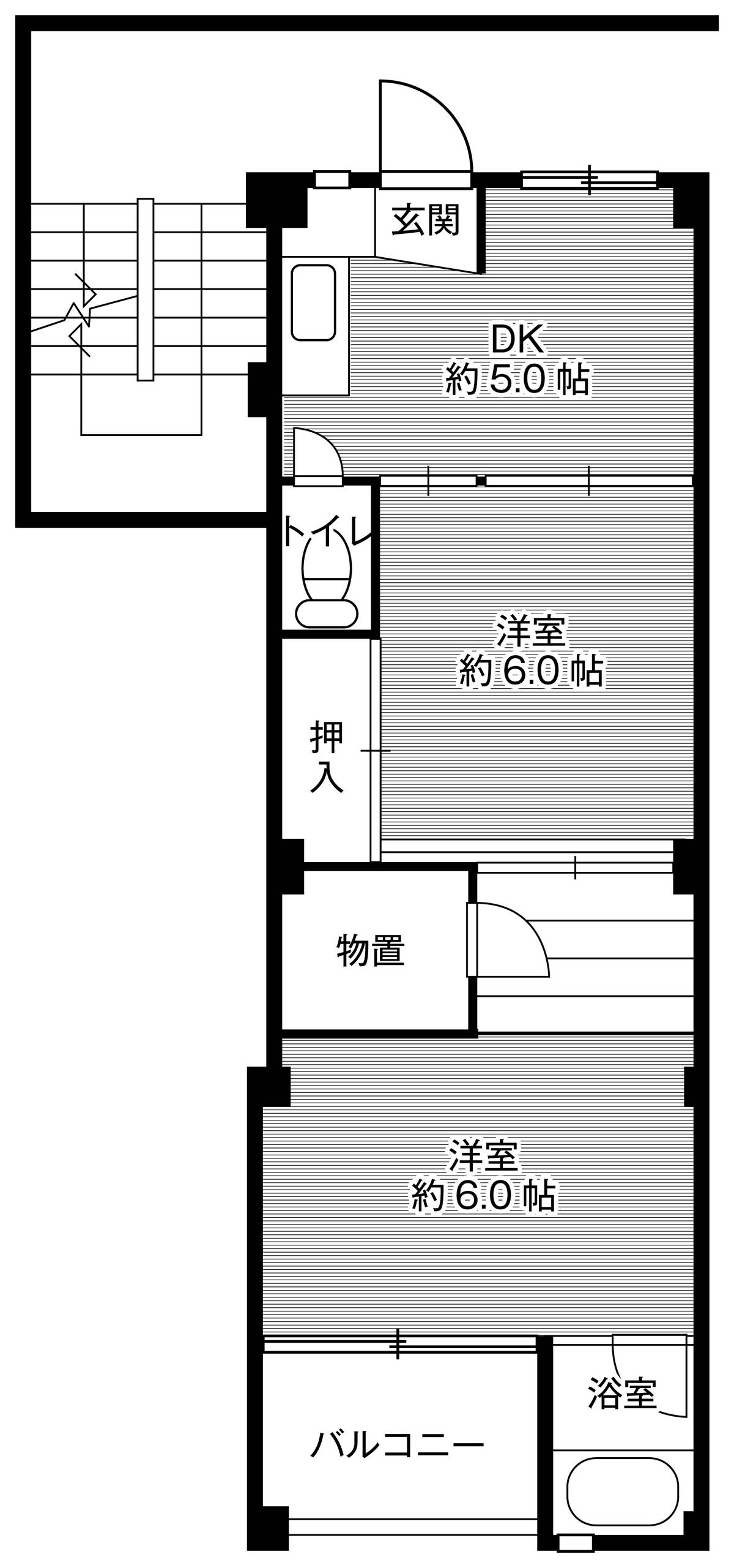Sơ đồ phòng 2DK của Village House Daiwa ở Komaki-shi