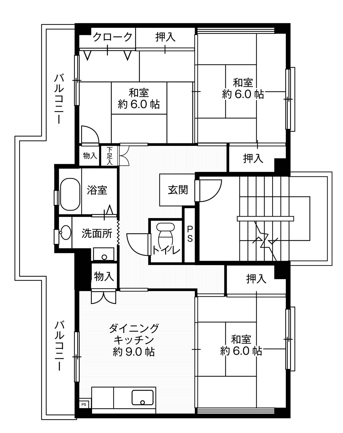 位于平塚市的Village House 大島的平面图3DK