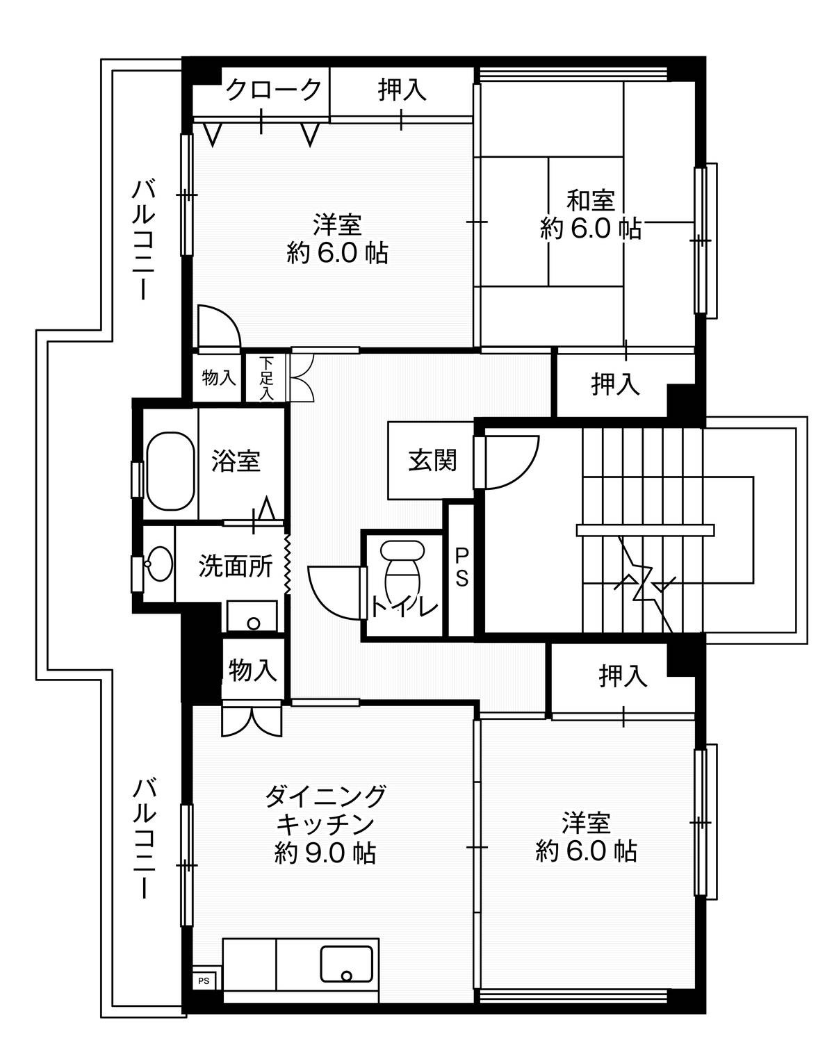 Sơ đồ phòng 3DK của Village House Ooshima ở Hiratsuka-shi