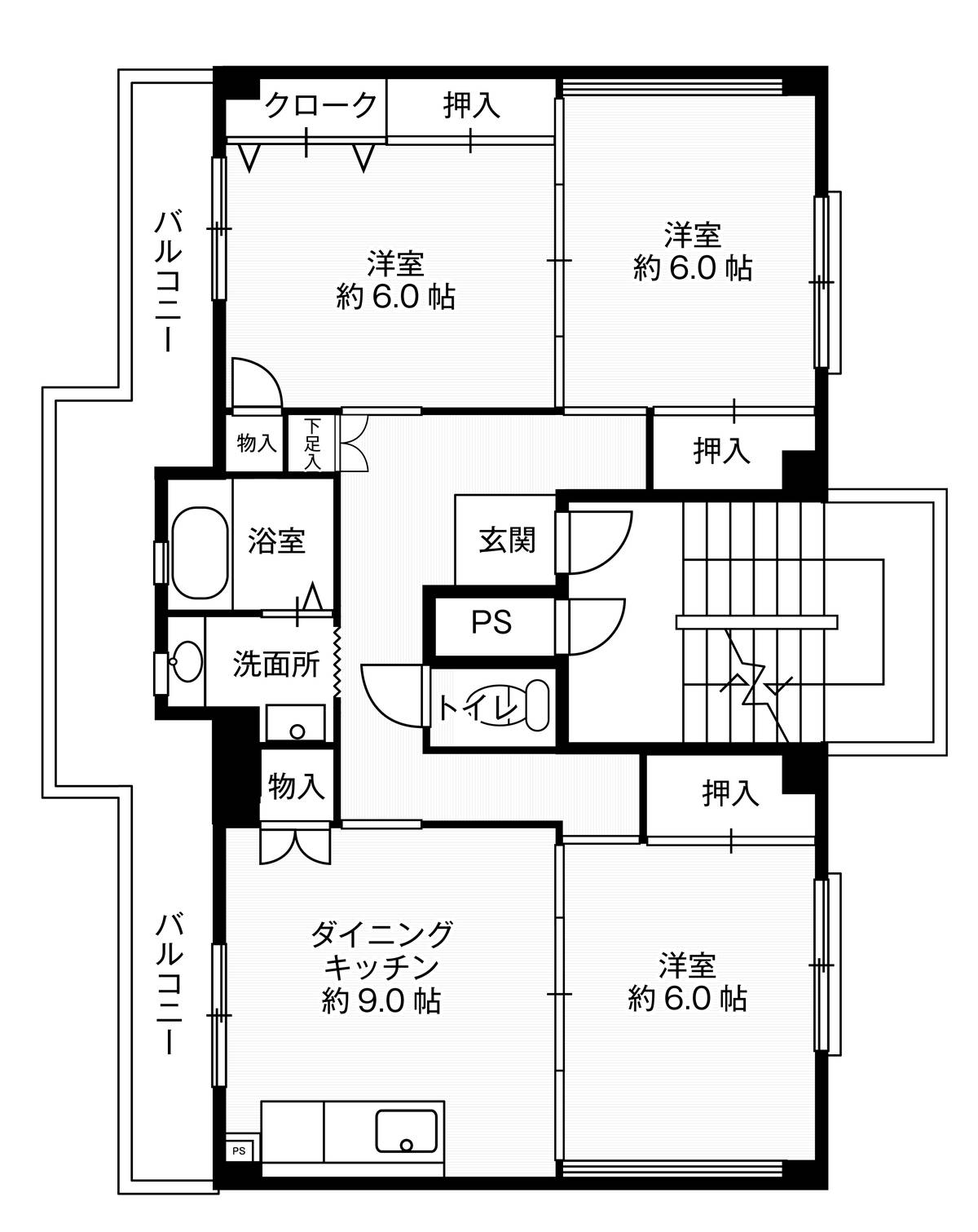 Sơ đồ phòng 3DK của Village House Ooshima ở Hiratsuka-shi