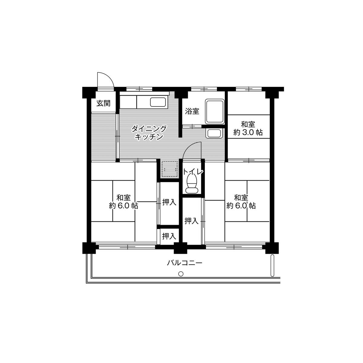 3DK floorplan of Village House Inoue in Komaki-shi
