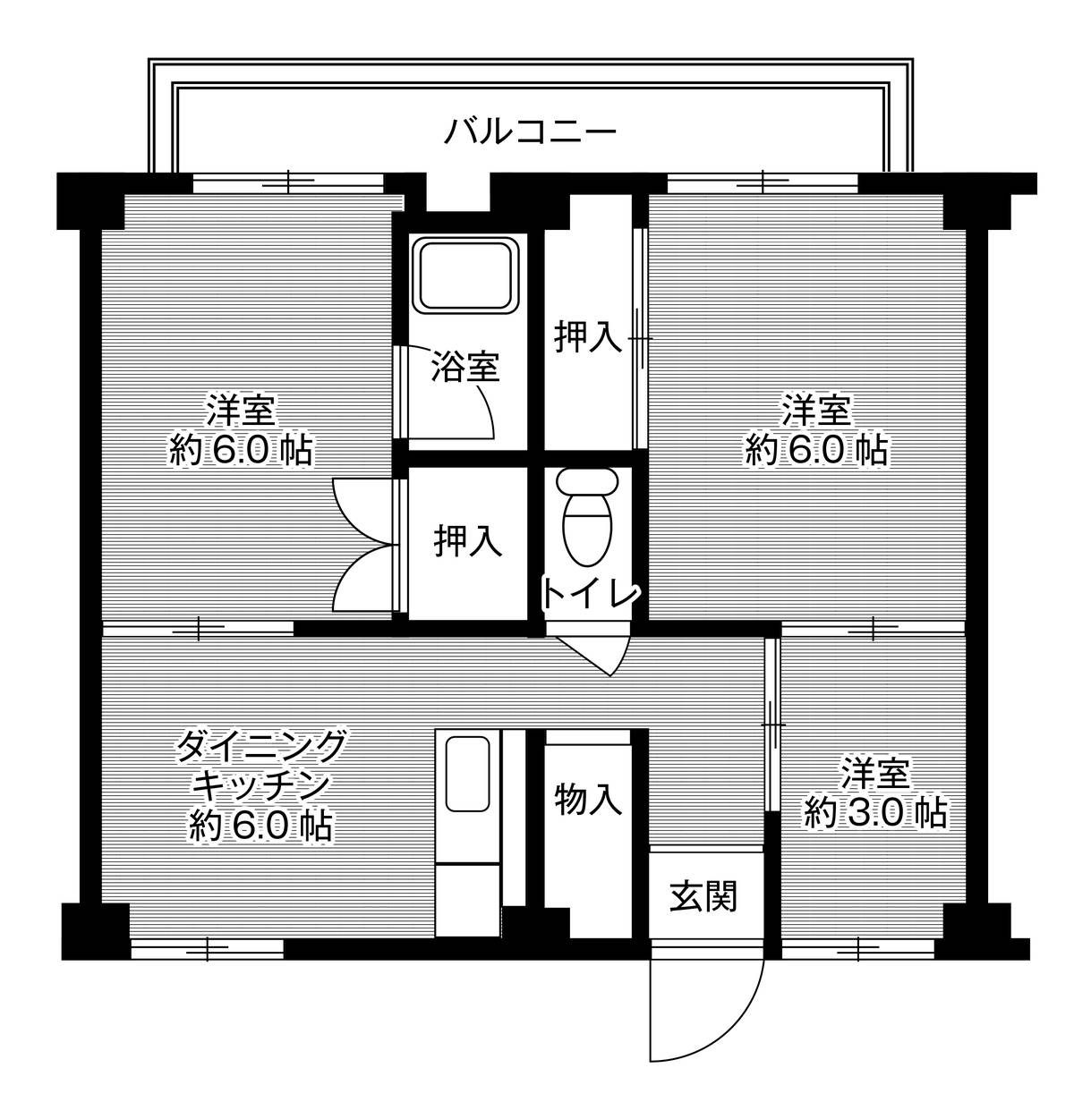 Sơ đồ phòng 3DK của Village House Suzurandai ở Kita-ku
