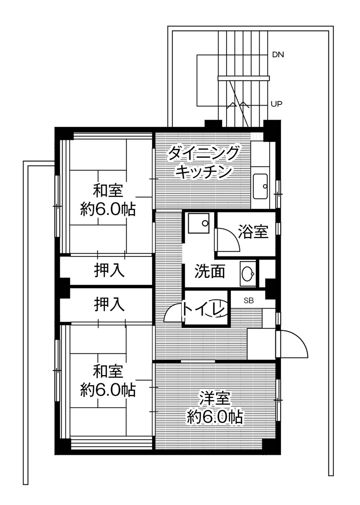3DK denah lantai Village House TSU di Tsu-shi