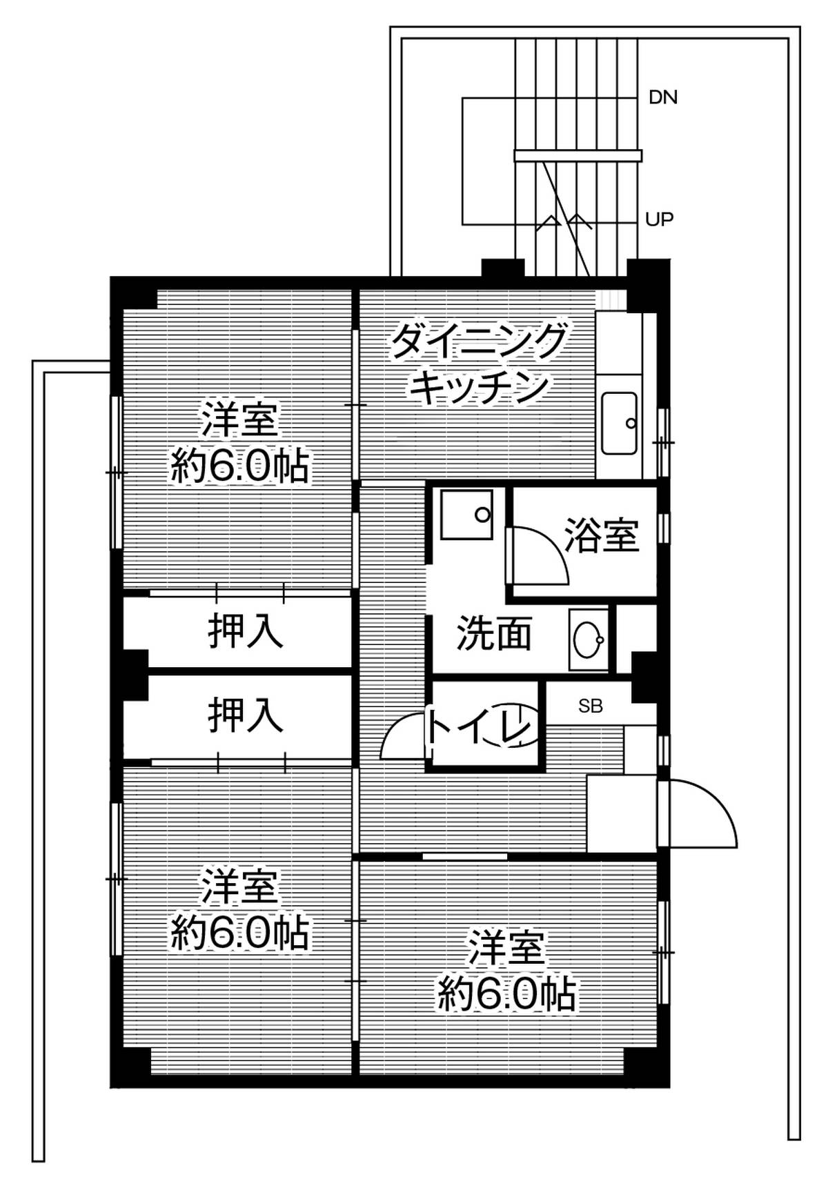 3DK denah lantai Village House TSU di Tsu-shi