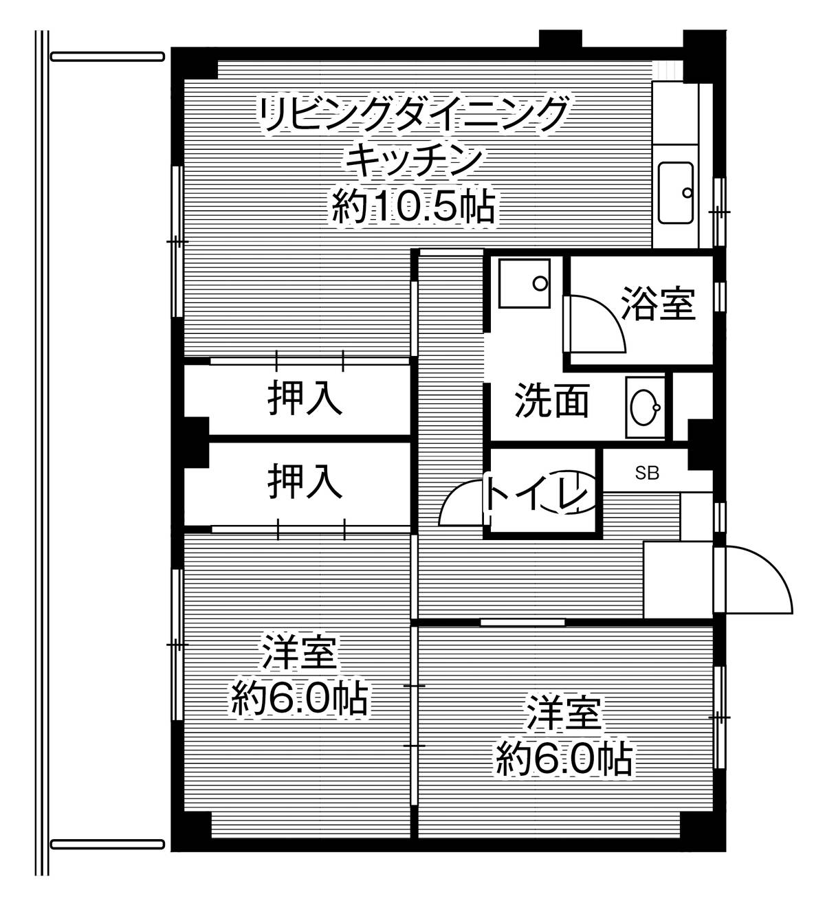 2LDK denah lantai Village House TSU di Tsu-shi