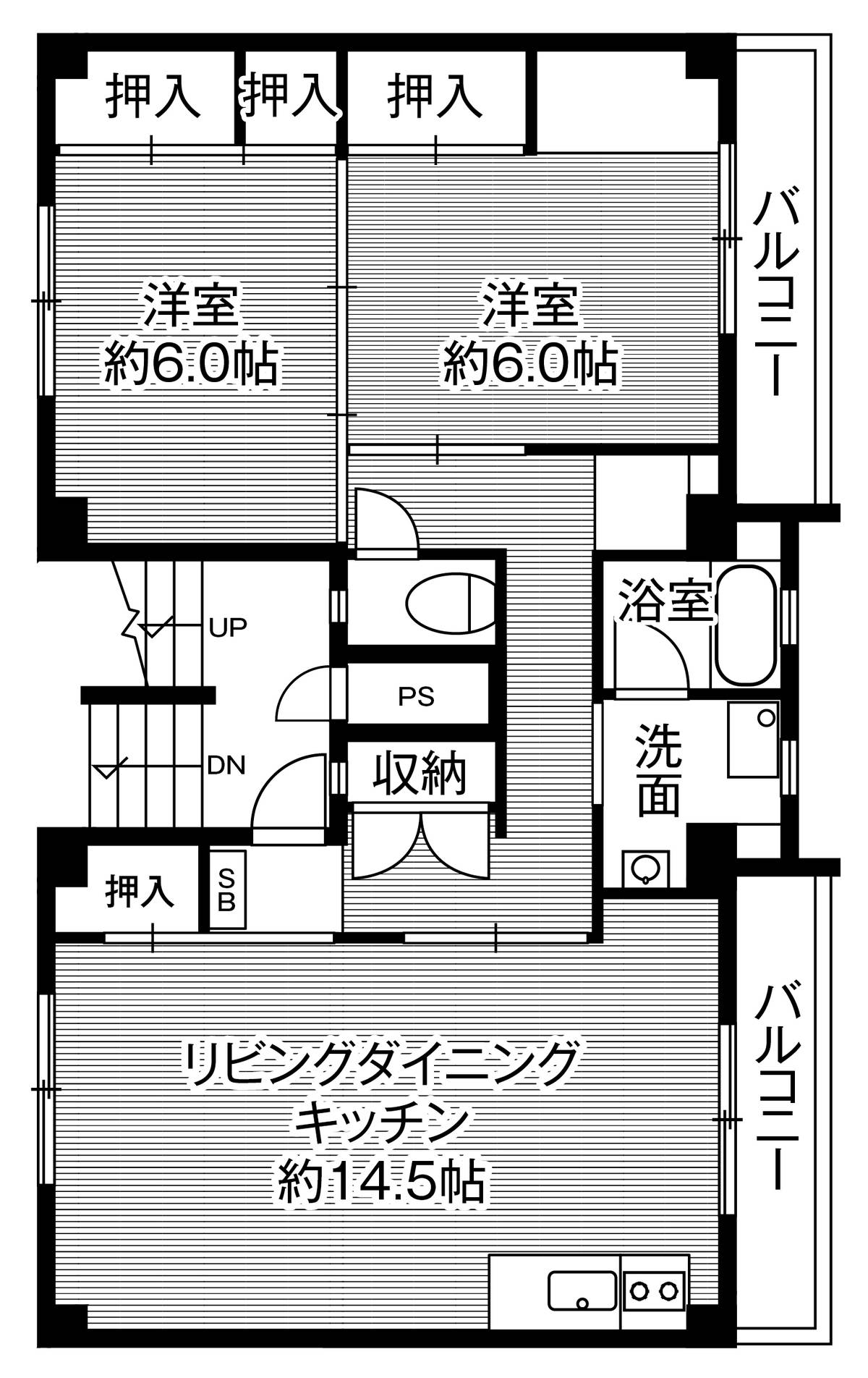 3DK floorplan of Village House Misono in Oita-shi