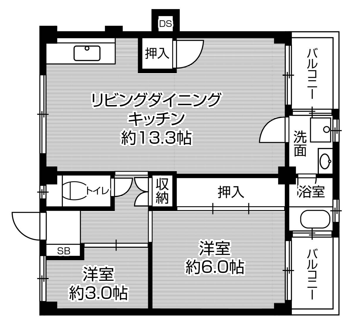 Sơ đồ phòng 2LDK của Village House Kisabe ở Katano-shi