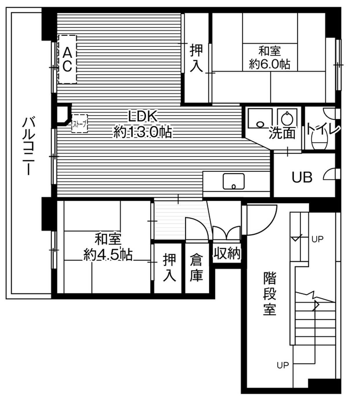 Sơ đồ phòng 2LDK của Village House Taisei ở Obihiro-shi