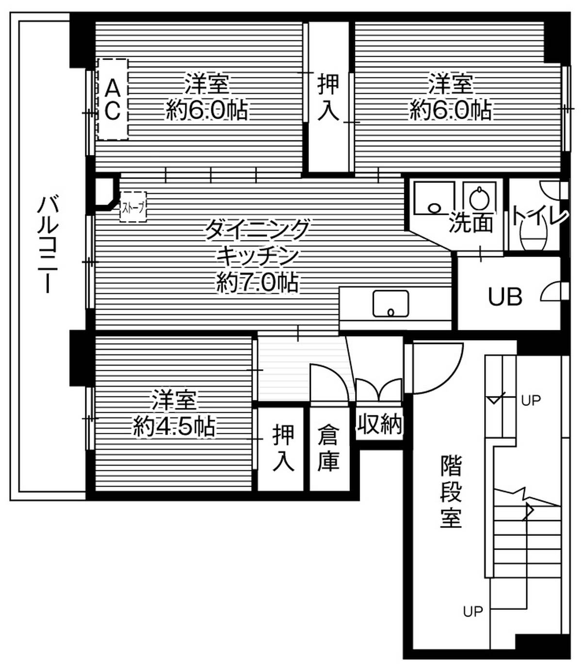 Sơ đồ phòng 3DK của Village House Shizunai ở Hidaka-gun