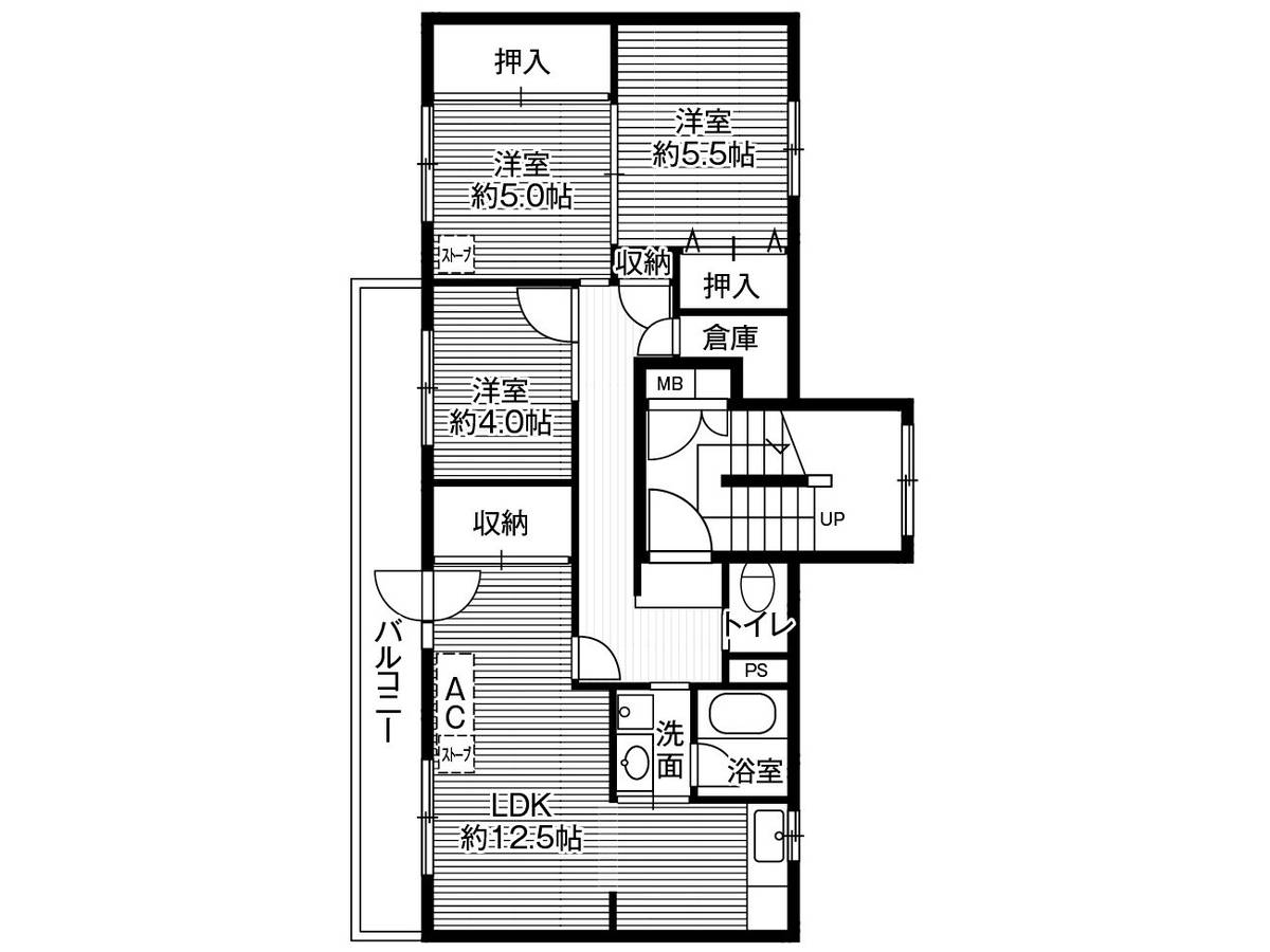 3LDK denah lantai Village House Shunko di Asahikawa-shi