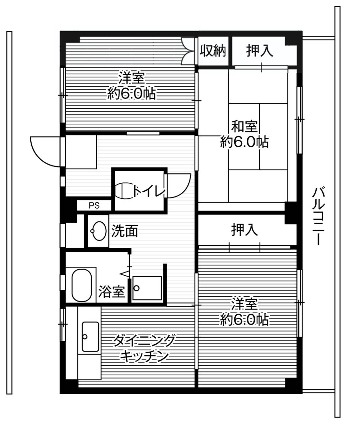 3DK Toyama-shi ရှိ Village House Arakawa ၏ အခန်းဖွဲ့စည်းပုံ