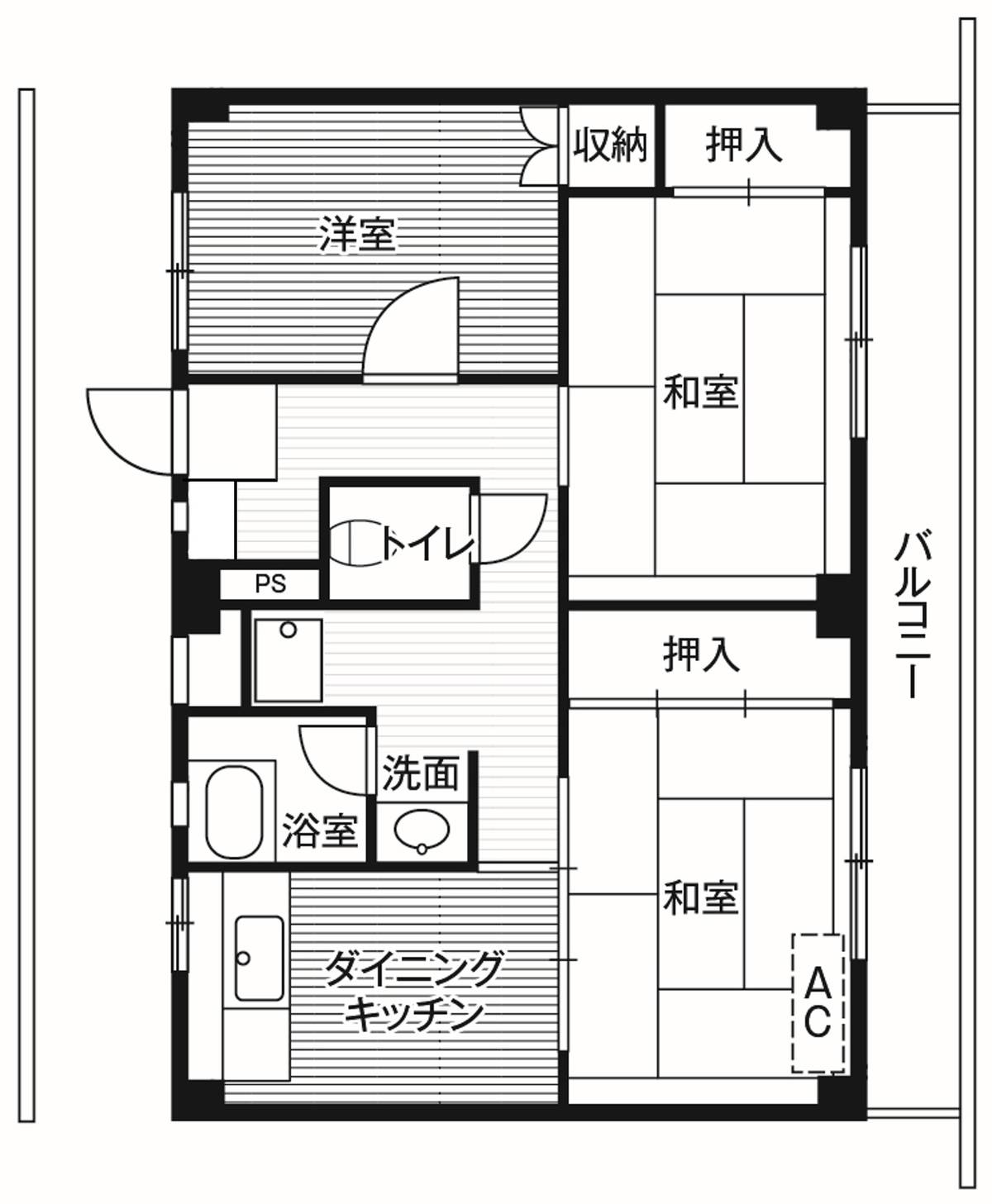 位于横須賀市的Village House 公郷的平面图3DK