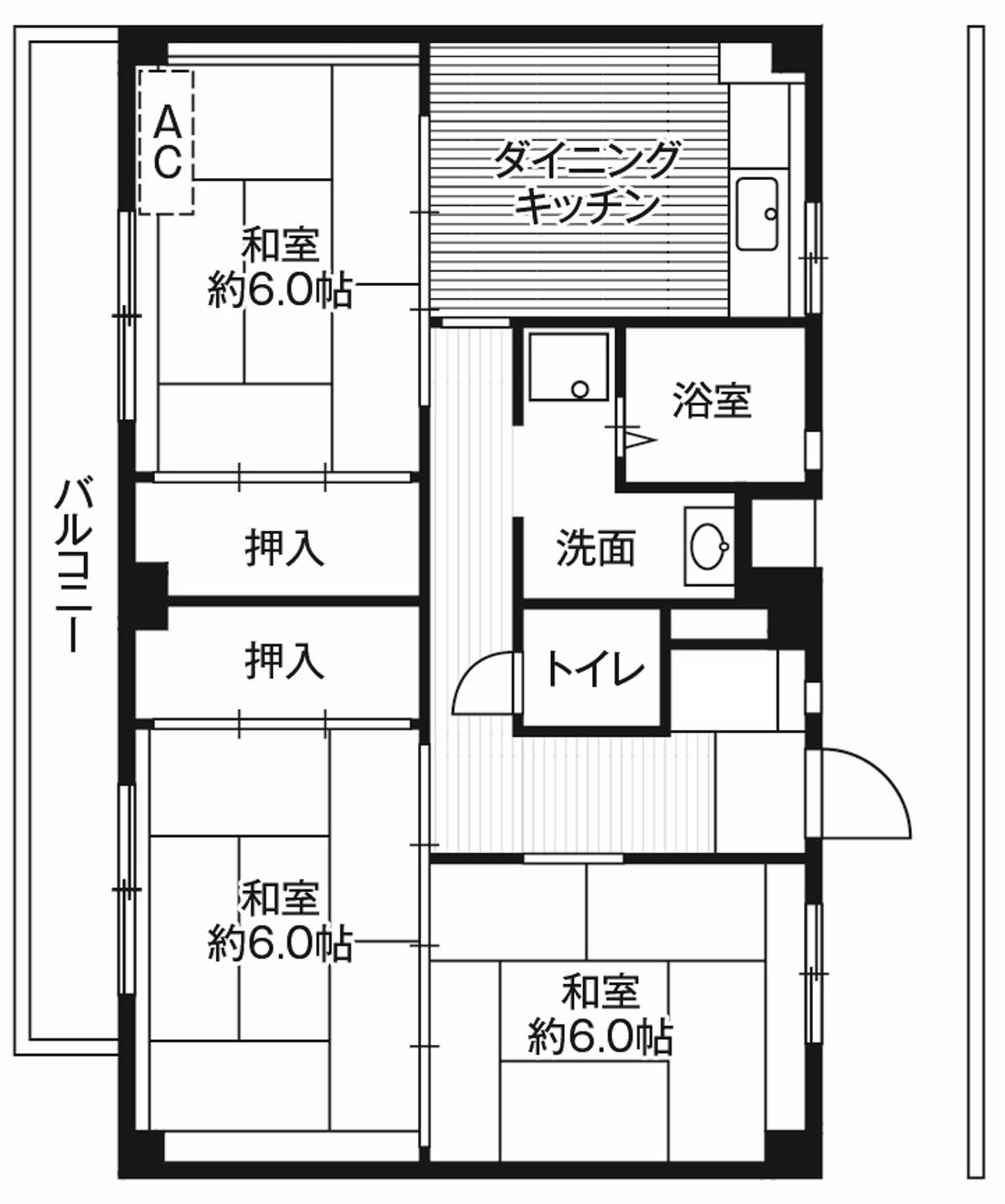 3DK floorplan of Village House Zenbu in Asahi-ku