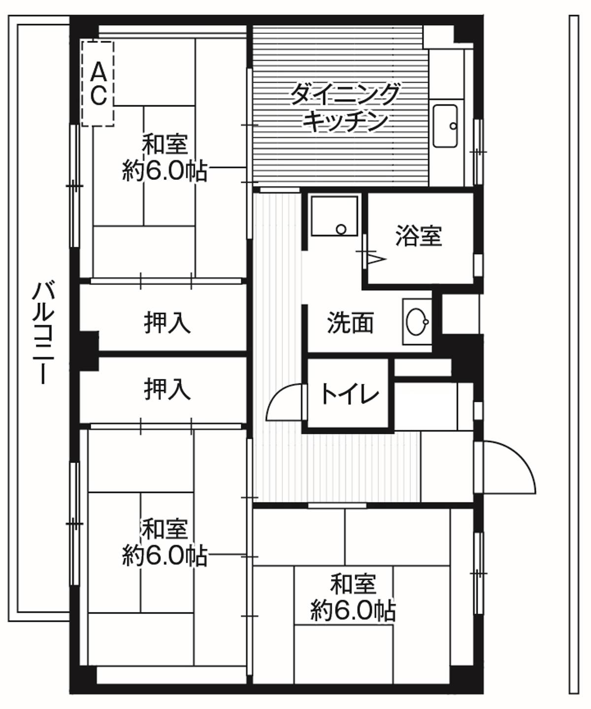 3DK floorplan of Village House Sugeta in Kanagawa-ku