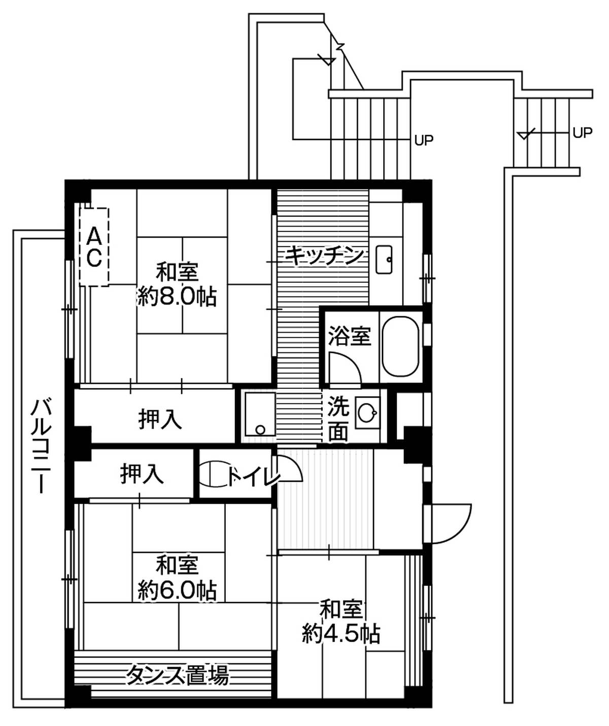 Sơ đồ phòng 3DK của Village House Ooya ở Minuma-ku