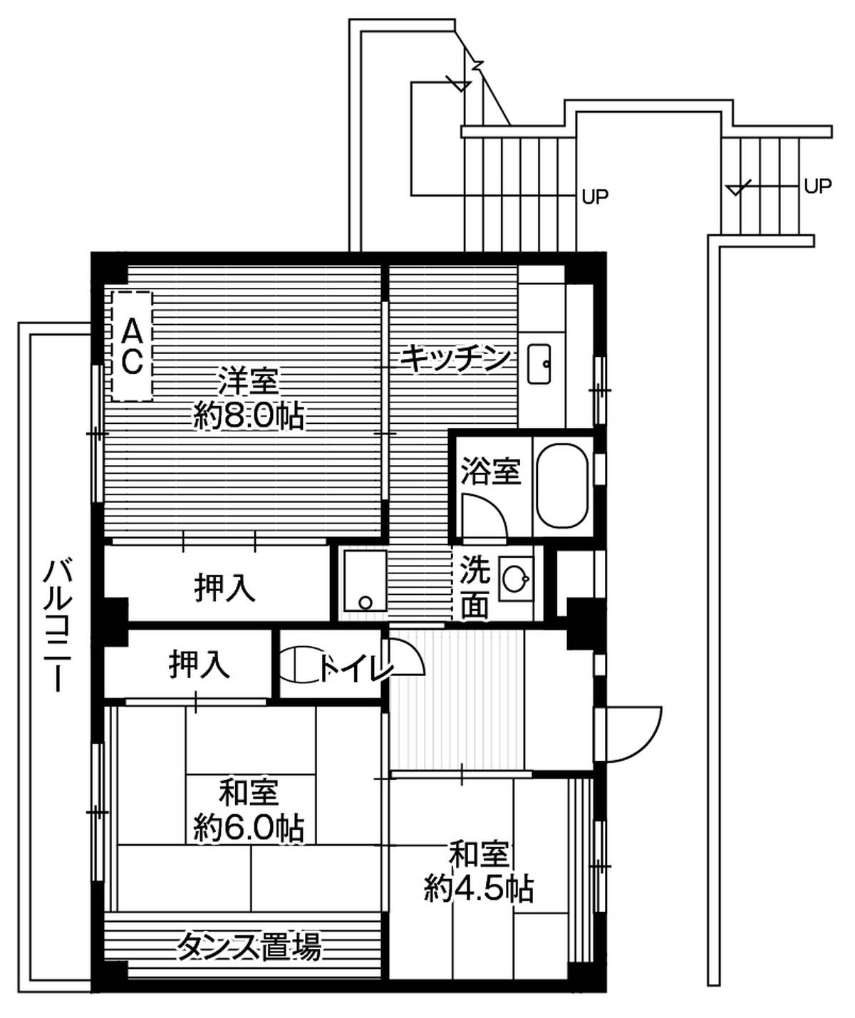 見沼区ビレッジハウス大谷の間取り図3DK