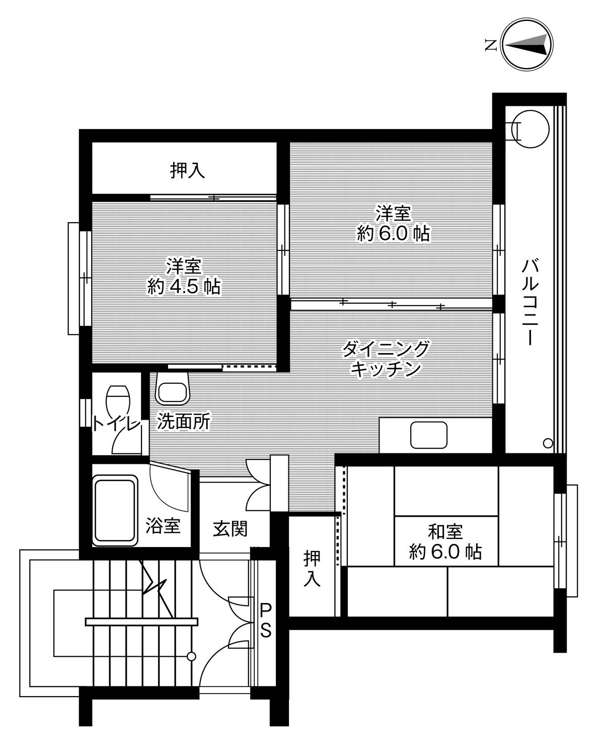 Sơ đồ phòng 3DK của Village House Kushibiki ở Hachinohe-shi