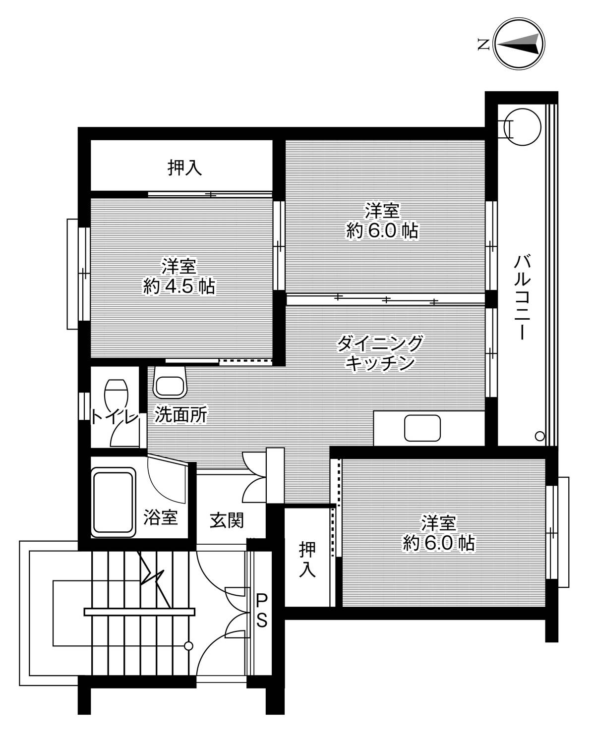 3DK floorplan of Village House Kushibiki in Hachinohe-shi