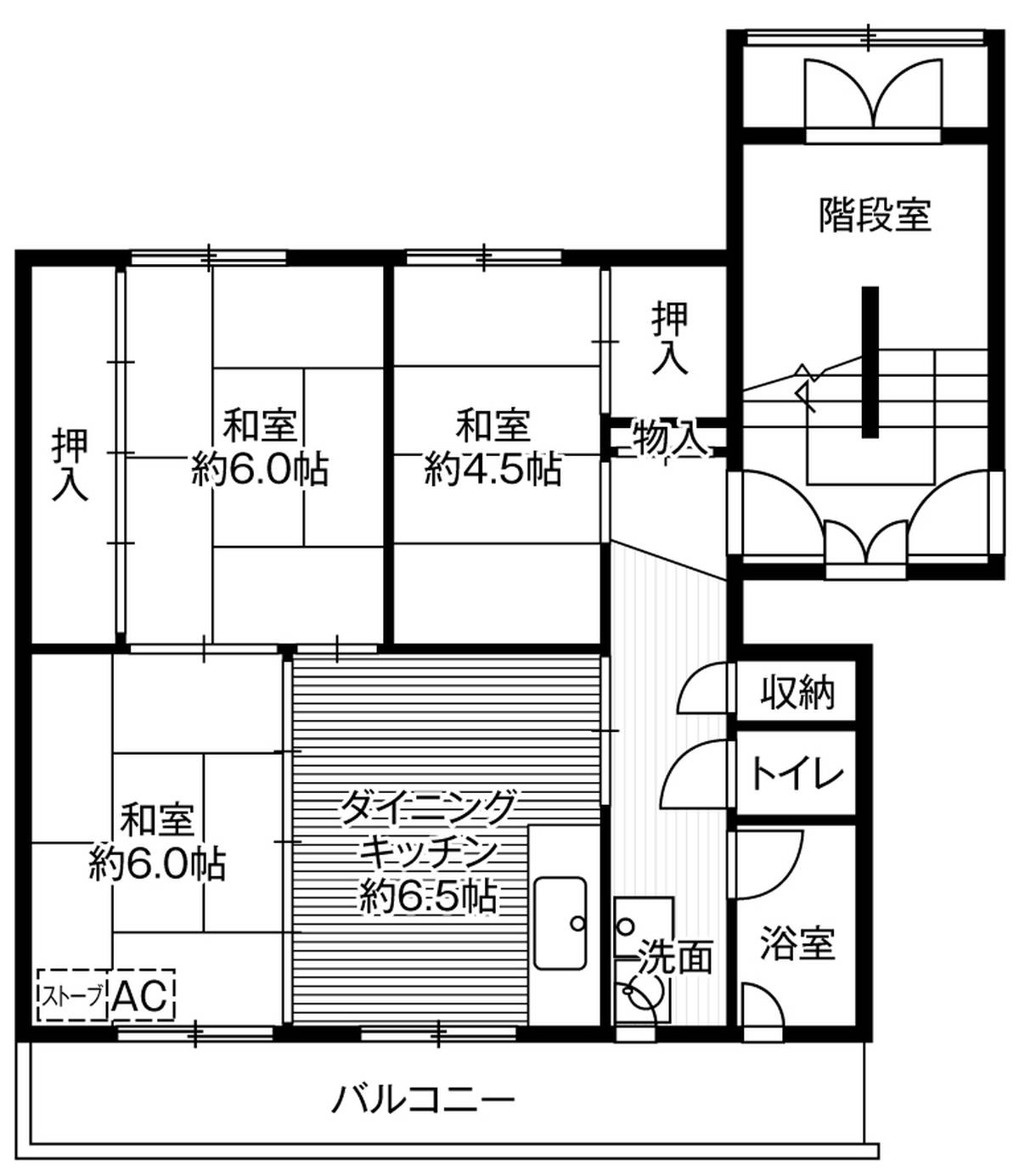位于函館市的Village House 金堀的平面图3DK
