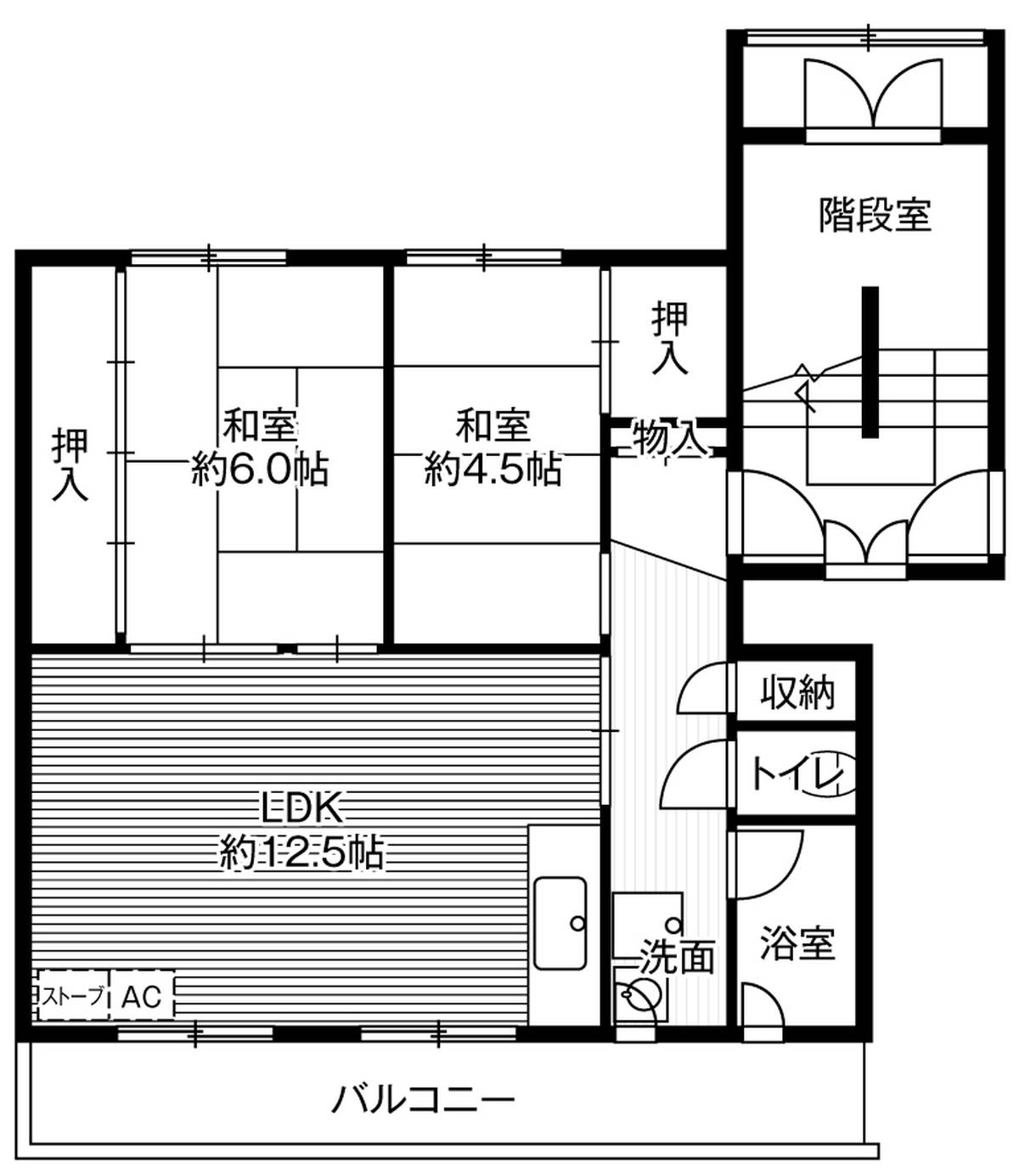 位于小樽市的Village House 潮見ヶ丘的平面图2LDK