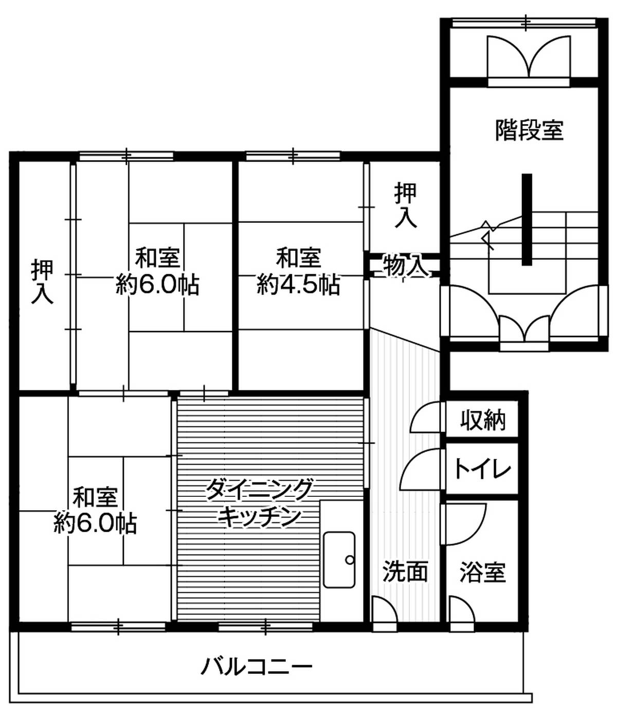空知郡ビレッジハウス上砂川の間取り図3DK