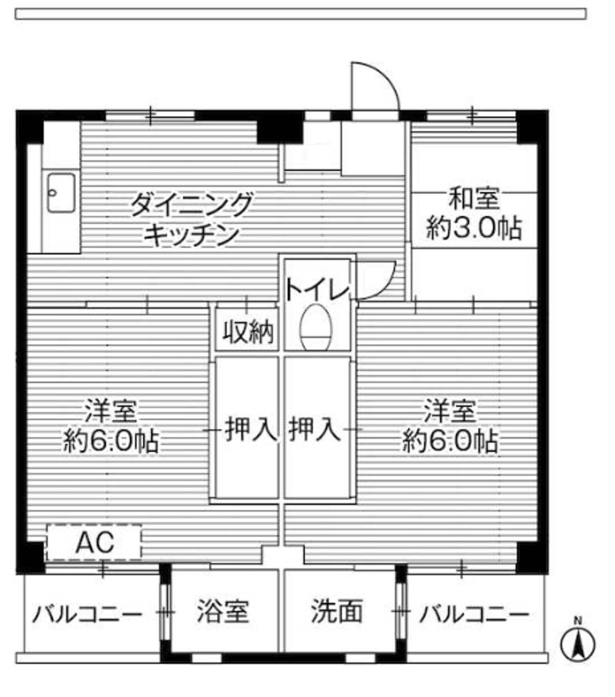 Sơ đồ phòng 3DK của Village House Edogawadai ở Nagareyama-shi