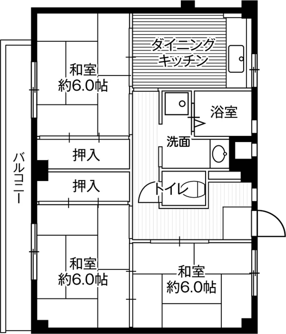 Sơ đồ phòng 3DK của Village House Kushizaki ở Matsudo-shi