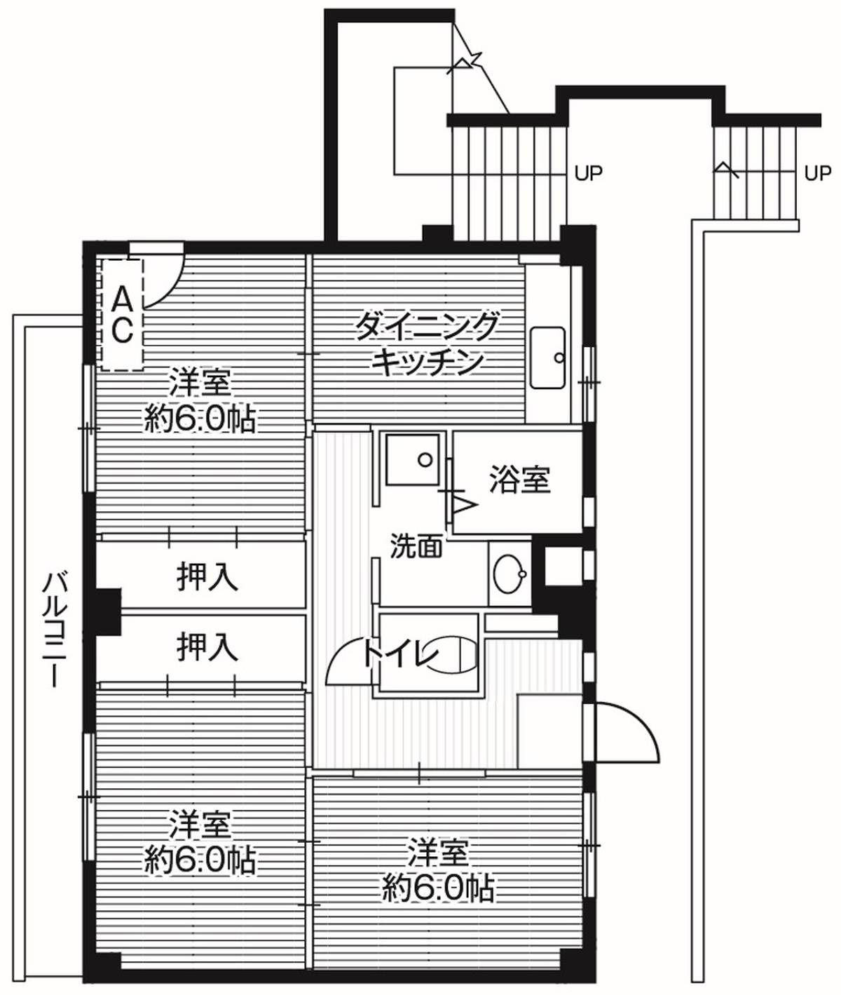 Sơ đồ phòng 3DK của Village House Gouchi ở Akishima-shi