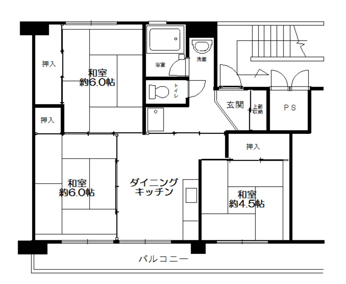 3DK denah lantai Village House Hiroshima Kusatsu di Nishi-ku