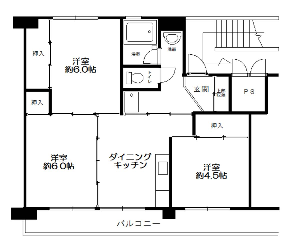 Sơ đồ phòng 3DK của Village House Hiroshima Kusatsu ở Nishi-ku