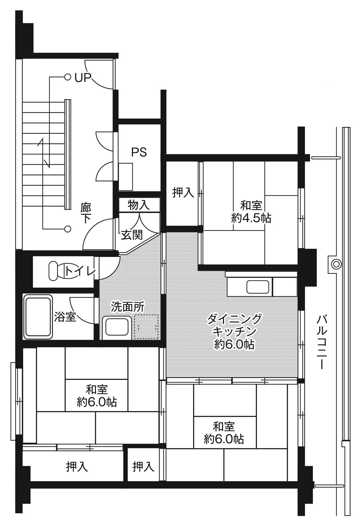 Sơ đồ phòng 3DK của Village House Tsumizu ở Isahaya-shi