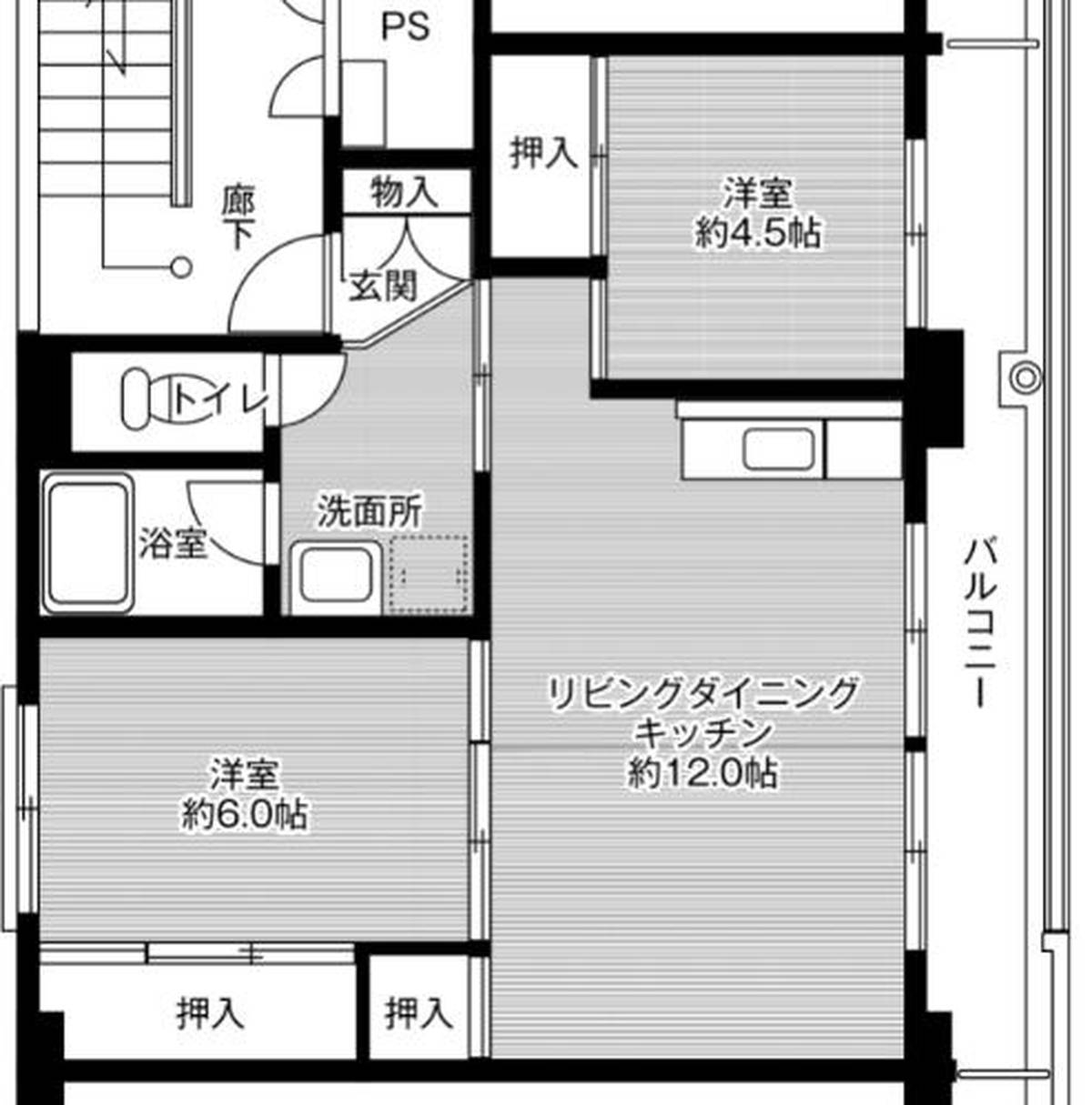 2LDK floorplan of Village House Yamato 2 in Yanagawa-shi