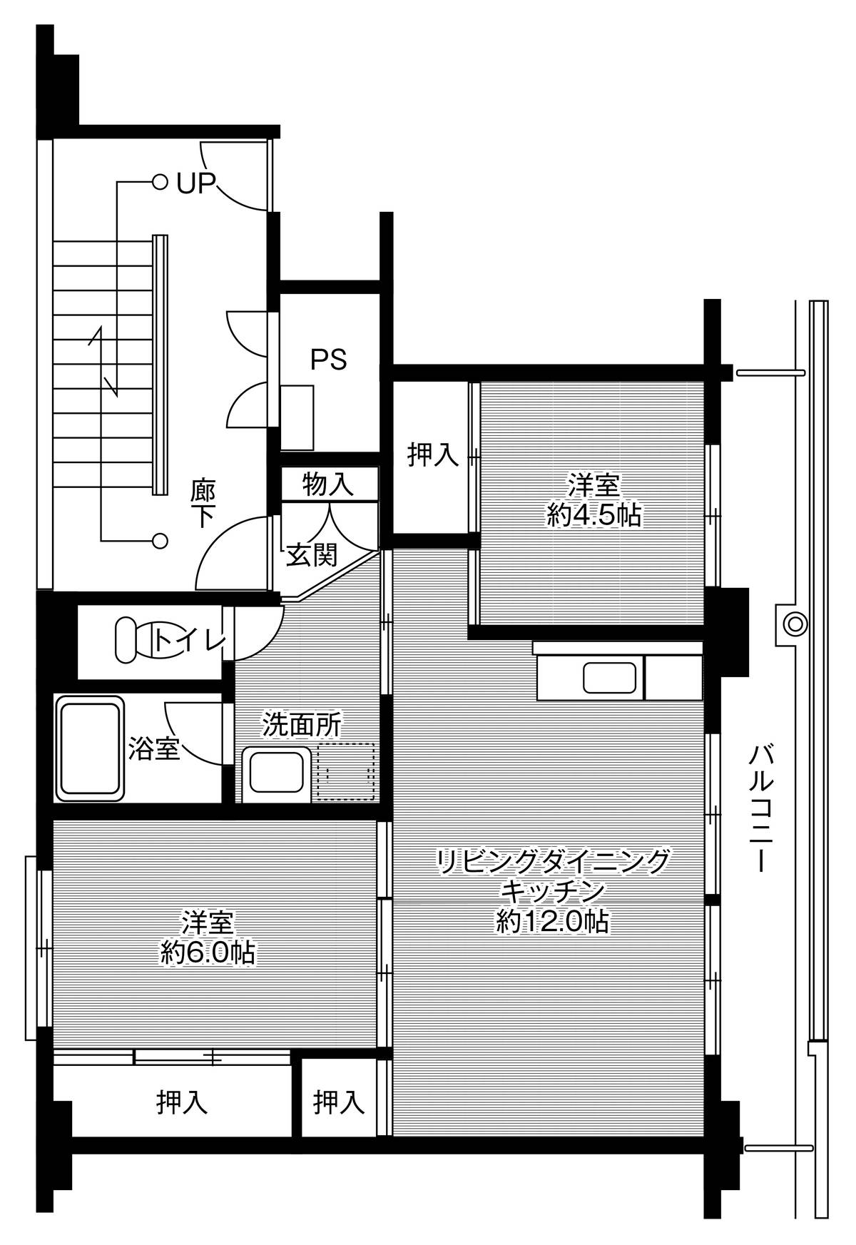 Sơ đồ phòng 2LDK của Village House Ushizu ở Ogi-shi