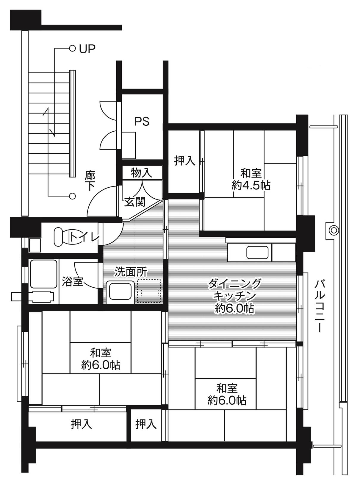 3DK floorplan of Village House Yabara in Yamaguchi-shi