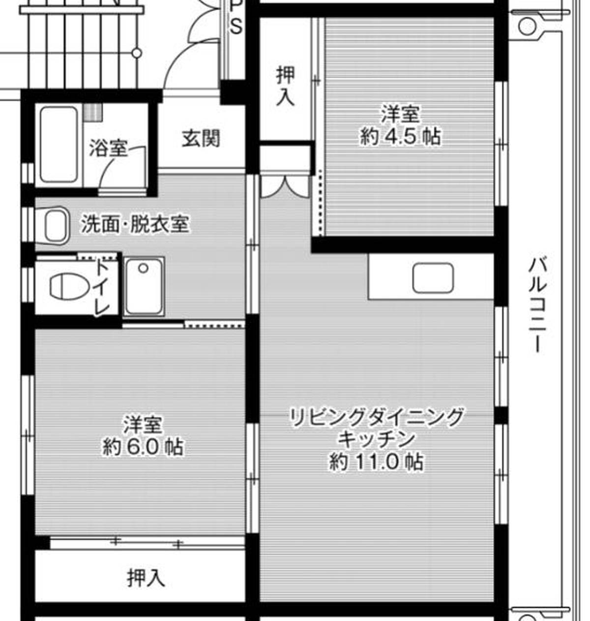 2LDK floorplan of Village House Imajuku in Nishi-ku