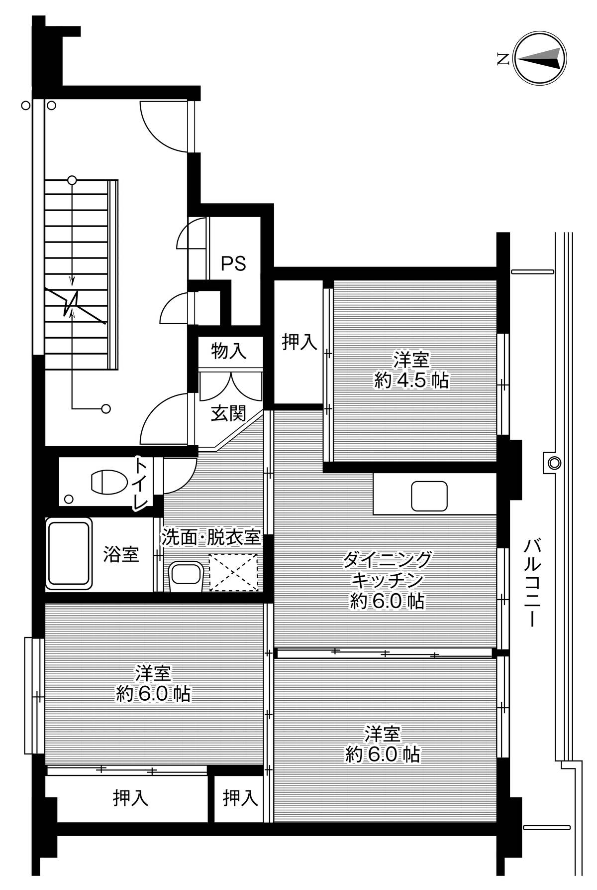 3DK floorplan of Village House Wakakusa in Akita-shi