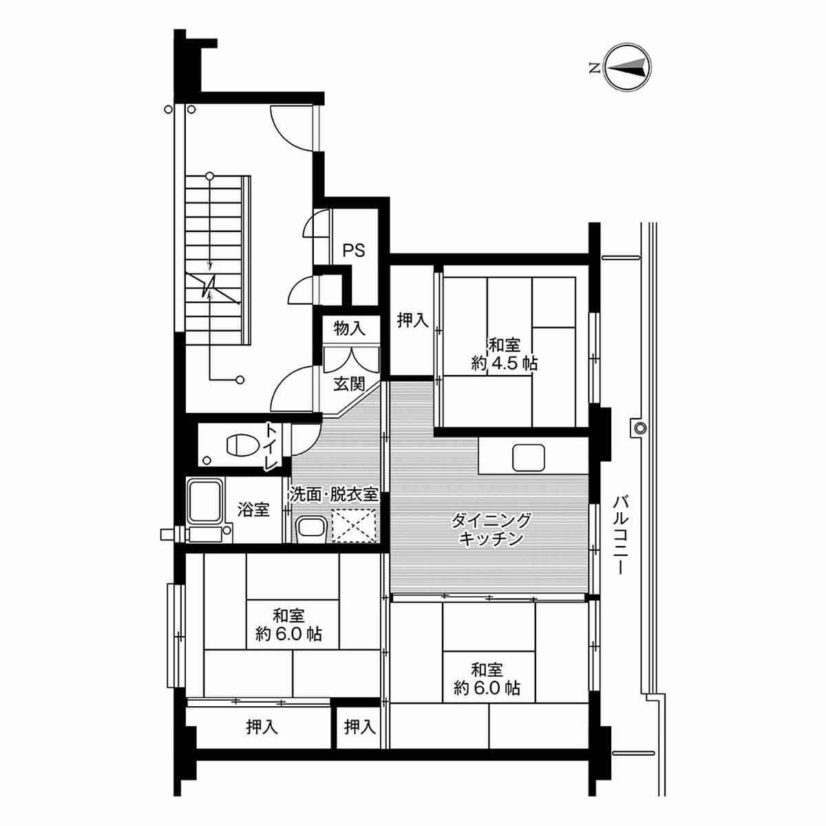 3DK floorplan of Village House Yanagida Dai 2 in Himi-shi