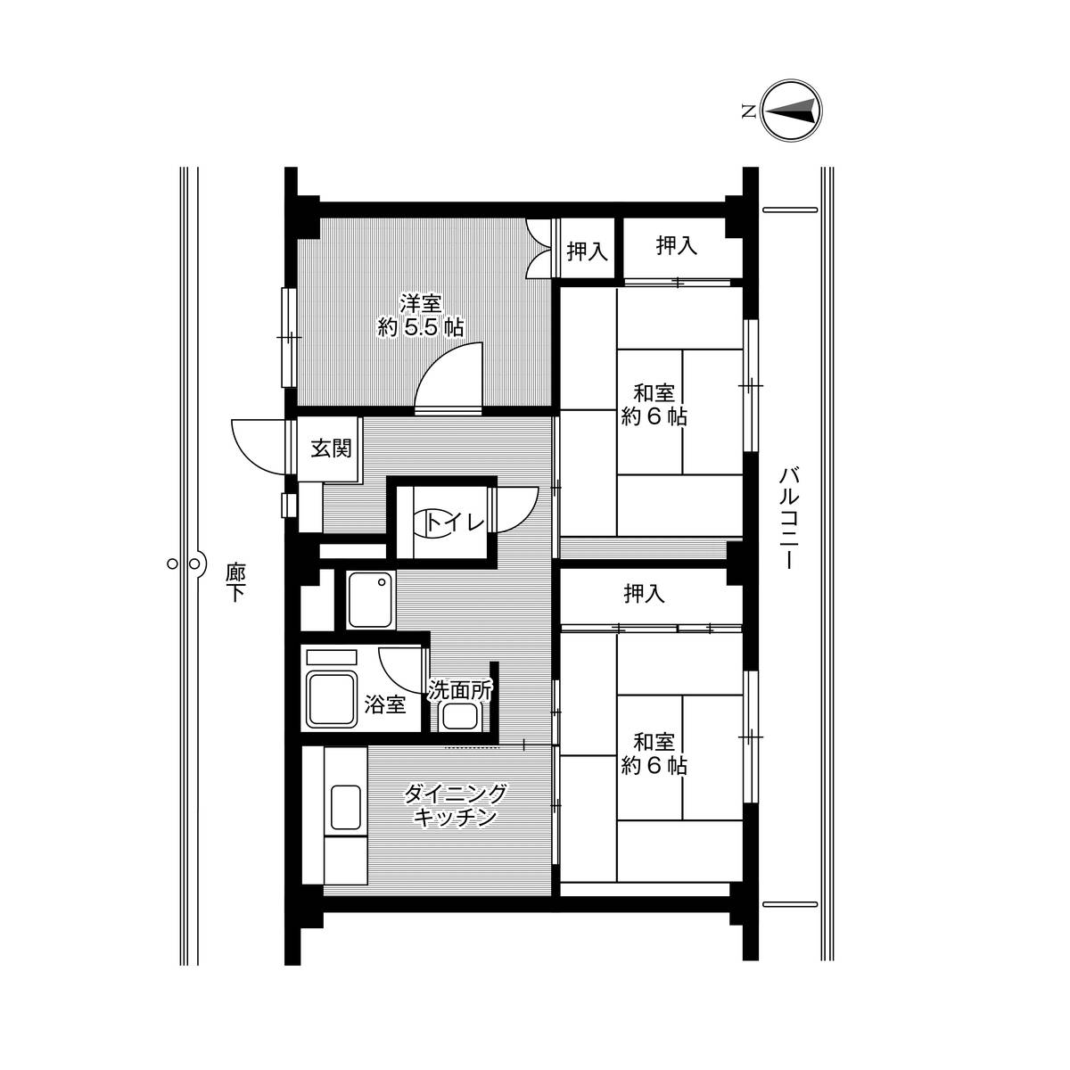 3DK denah lantai Village House Odabuchi di Toyokawa-shi