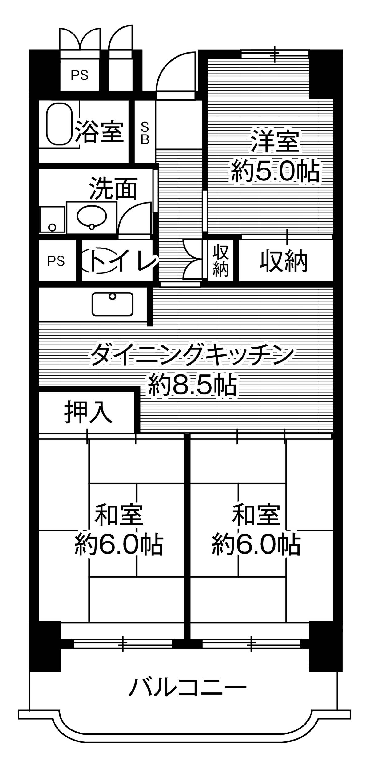岐阜市ビレッジハウス岐阜タワーの間取り図3DK