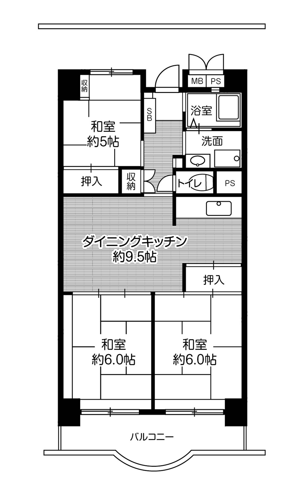 3DK floorplan of Village House Hamamatsu Tower in Chuo-ku