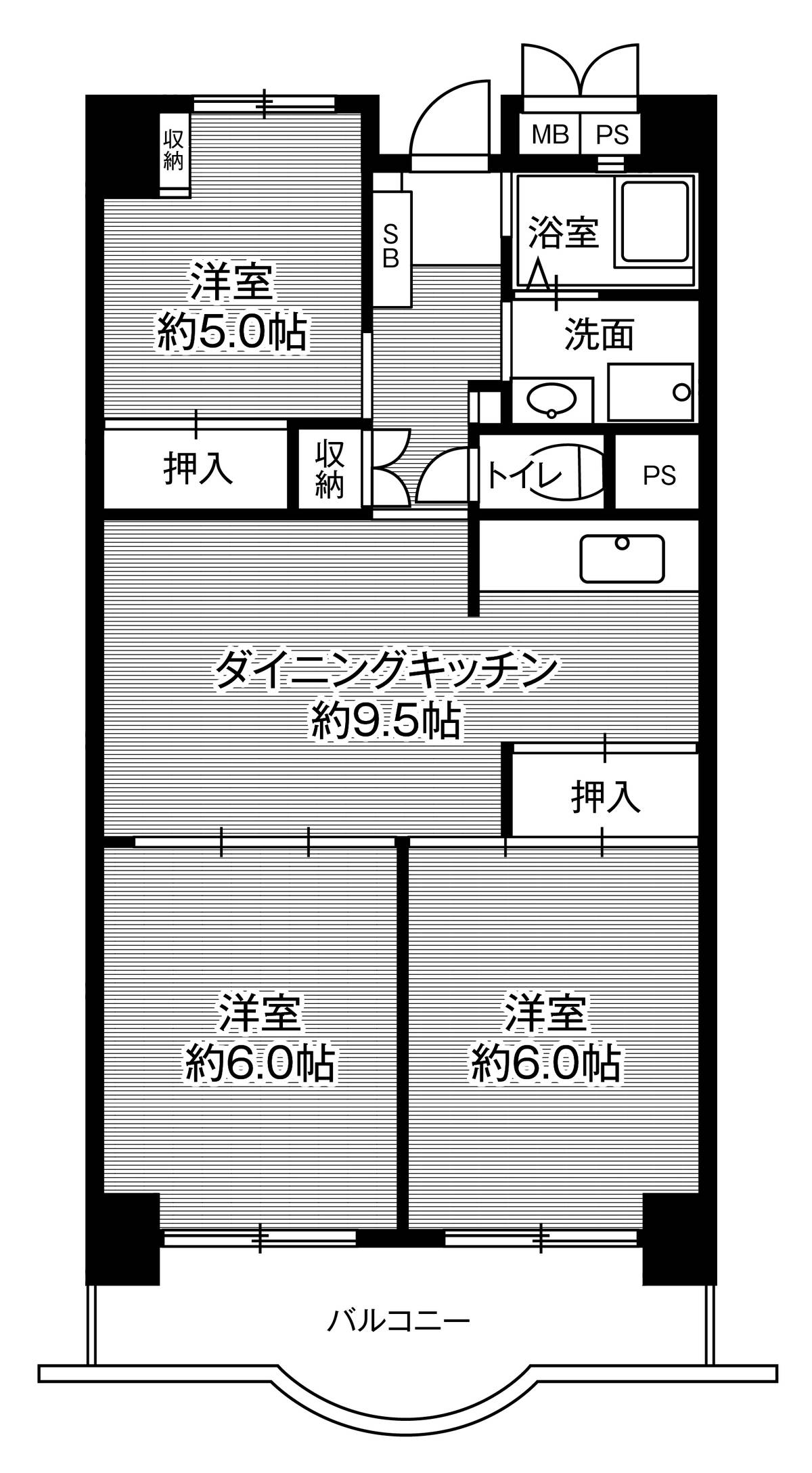 Planta 3DK Village House Hamamatsu Tower em Chuo-ku